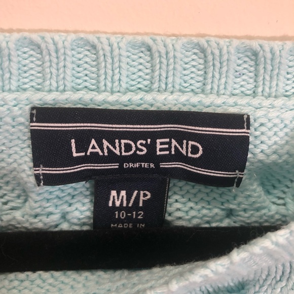 3/$25 Lands End Cable Knit Sweater Petite Medium - Picture 3 of 7